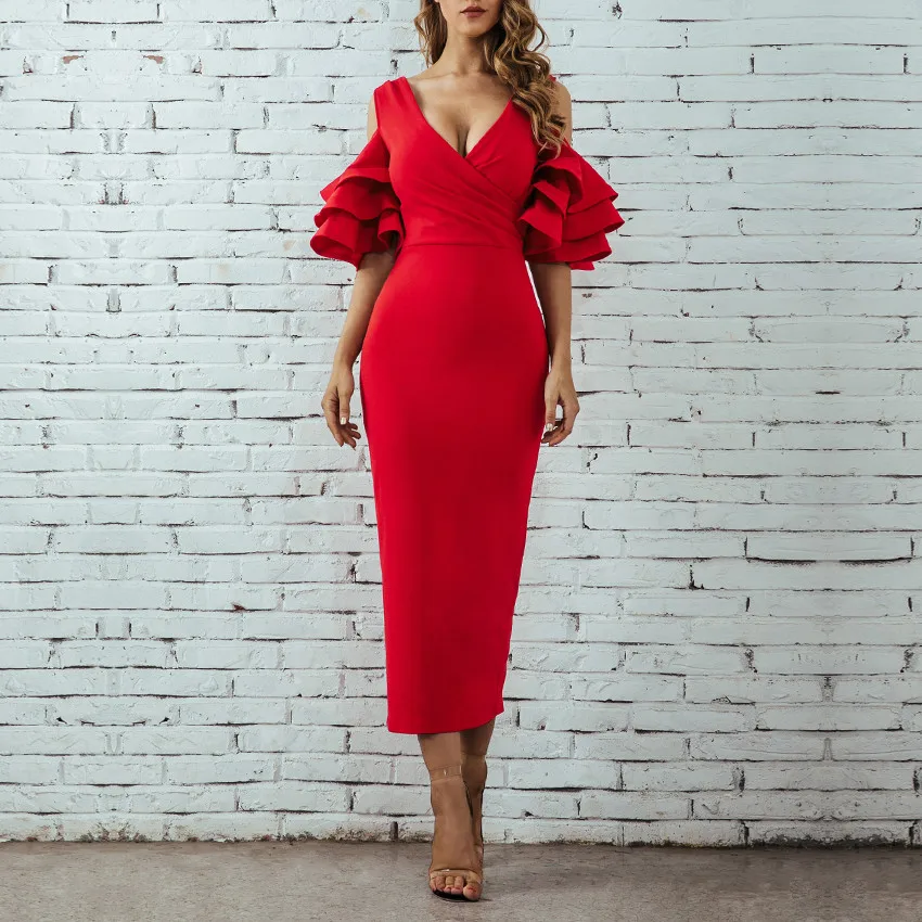 DressBird 2019 женское летнее облегающее вечернее платье сексуальные платья с V