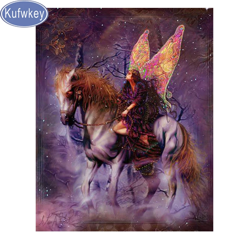 

fantasy horse and elf Diamond mosaic diy Diamond Painting Cross Stitch cartoon fairy square Rhinestone diamond Embroidery Decor
