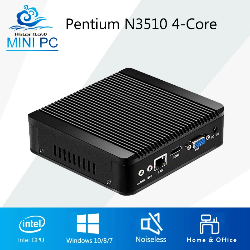 Продвижение мини-ПК Intel Pentium N3510 4 ядра Windows 10 Linux персональный компьютер Mini с Wi-Fi HTPC ТВ коробка Computadora