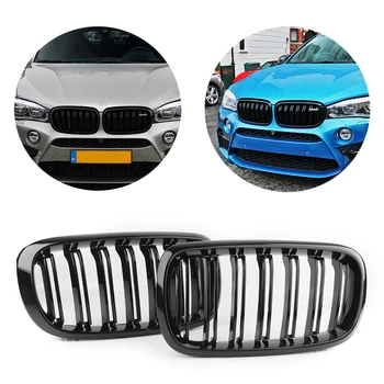 

Car Gloss Black Front Grille Grill For BMW X5 X6 F15 F16 2014 2015 2016 2017 1Pair ABS Plastic