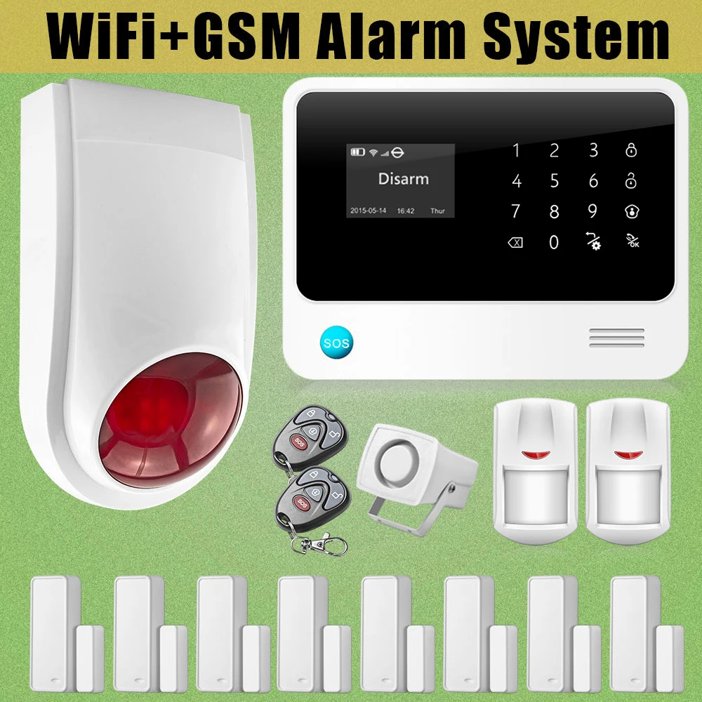 

chuangkesafe WIFI GSM Wireless/Wired Burglar Alarm Auto-dial Mobile Number Outdoor Flash Siren For Home/Office Safety
