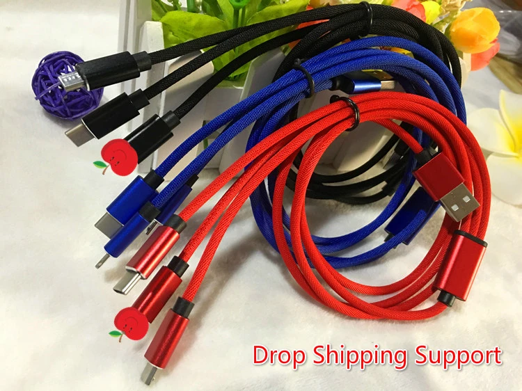 

Agrotera USB Cable For iPhone678XR Charging Charger 3in1 Micro USB Cable For Android USB TypeC Mobile Phone Cables For SamsungS9