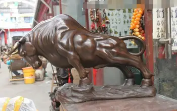 

Chinese Feng Shui Pure Bronze made Lucky Wall Street wealth Bull OX Statue