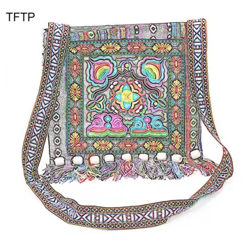 

TFTP-Hmong Vintage Chinese National Style Ethnic Shoulder Bag Embroidery Boho Hippie Tassel Tote Messenger