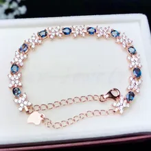 Натуральный Сапфировый Браслет с цепочкой,, Стерлинговое Серебро 925 пробы, ювелирные украшения 0.35ct* 10 шт, драгоценный камень, ювелирные украшения# BL18120205