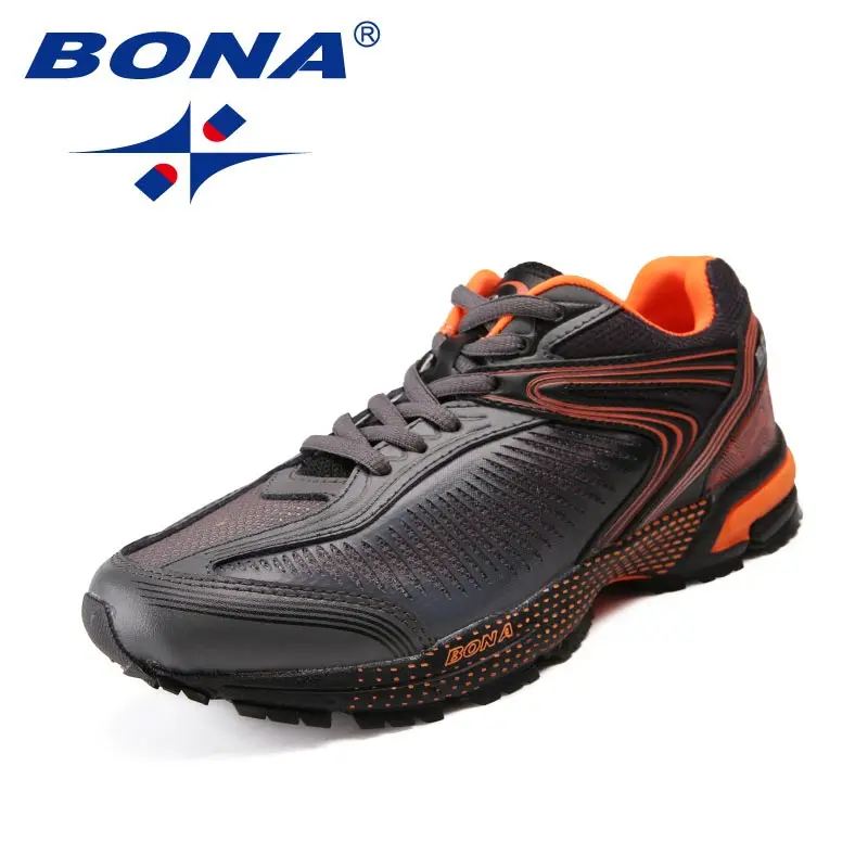 BONA/Новое поступление; женские кроссовки в классическом стиле; женская спортивная обувь на шнуровке; кроссовки для бега на открытом воздухе; Быстрая - Цвет: DARK GREY ORANGE