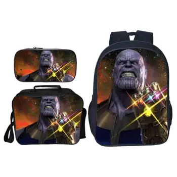

3Pcs/Set Cool Fashion Printing Cartoon Avengers Kids Baby School Bags Thanos Backpacks Hero Children Schoolbag for Boys Bookbag