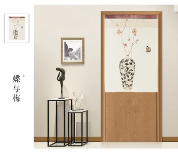 

New Chinese style classical butterfly plum blossom window blind water Japanese cotton linen door curtain porch home decoration