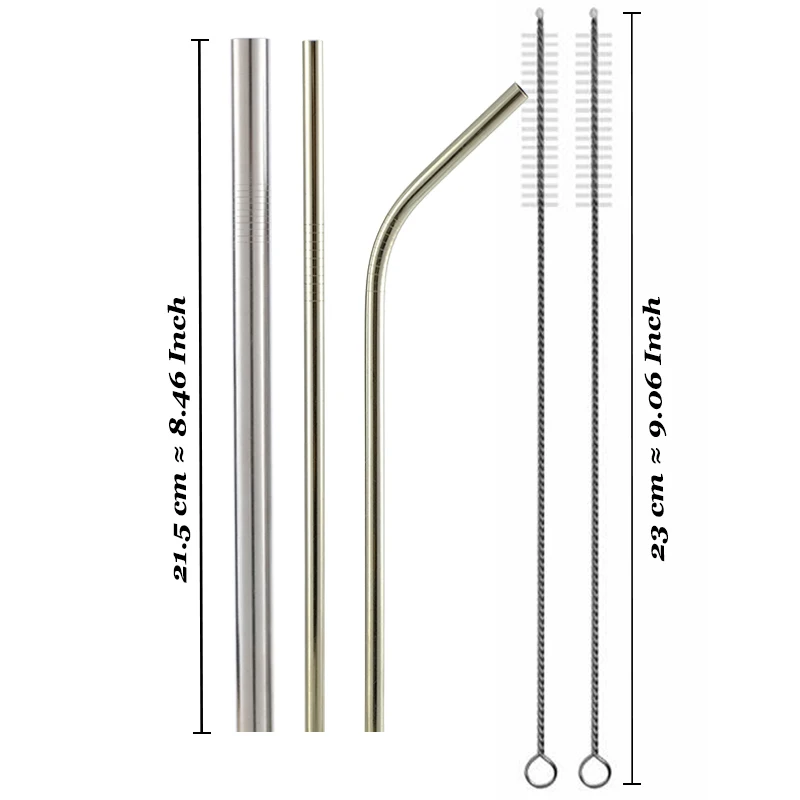 Красочные 304 нержавеющей стали соломинки многократного использования прямая изогнутая металлическая трубочка для напитков с чистящей щеткой набор вечерние аксессуары для бара - Цвет: S A1 MA1 B1