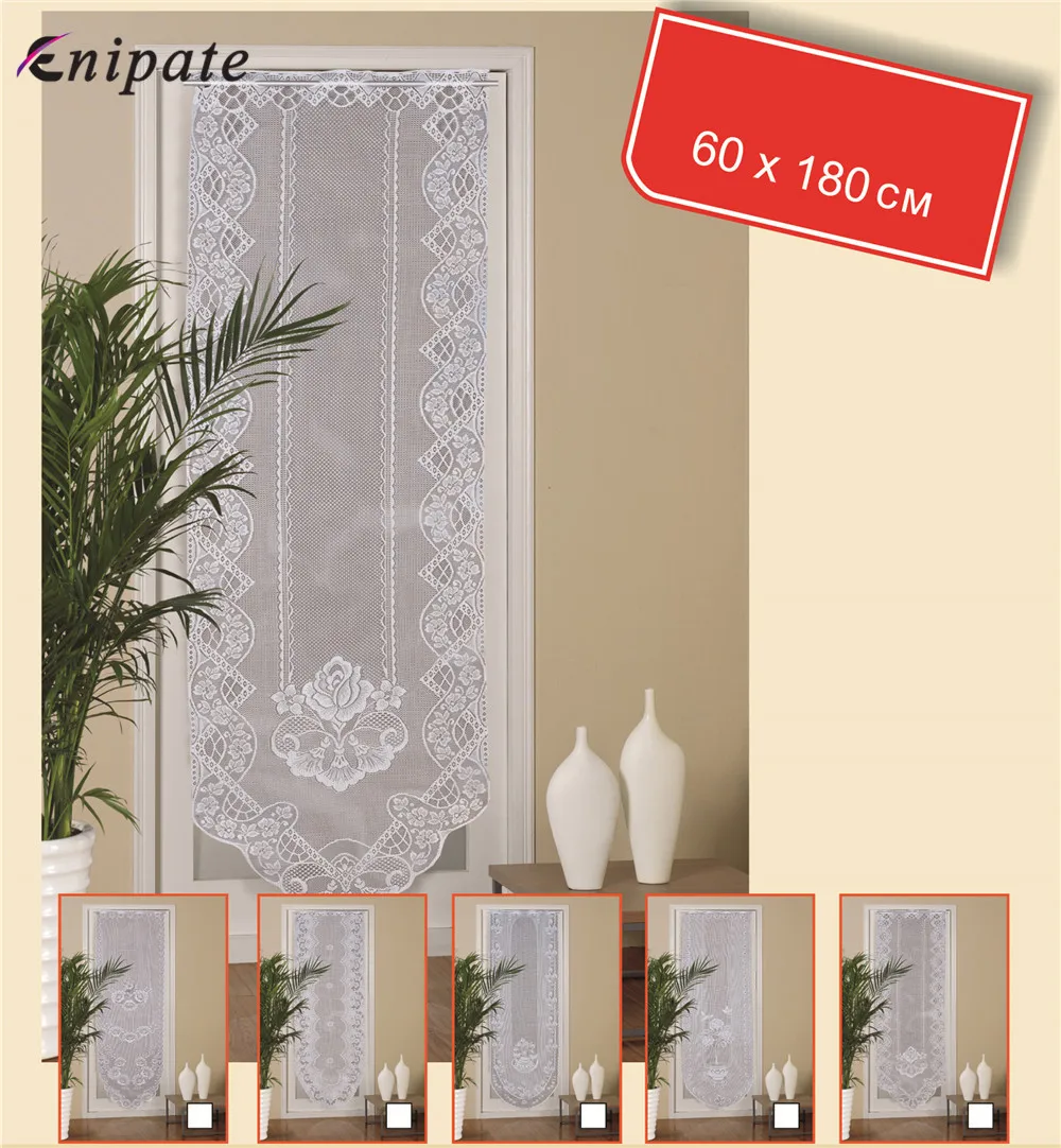 

Enipate European White Lace Door Curtains Valance Window Tulle Curtains Kitchen Coffee Dividers Bedroom Decoration 180*60cm