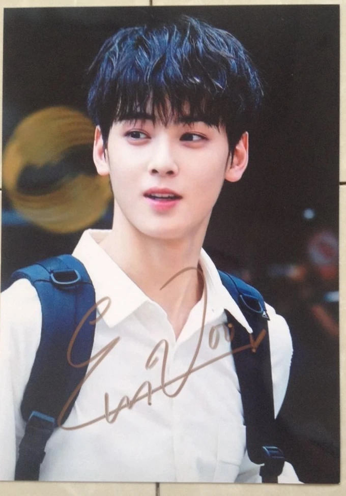 Расписанный вручную Cha Eun Woo EunWoo autographed group photo 5*7 K POP 092018F|Открытки и приглашения| |