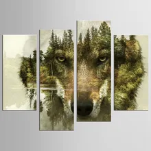4 Panels Wolves In The forest Modern Wall Painting Art Picture Paint on Canvas home decor for living room