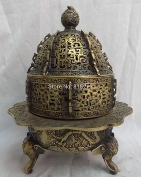 

bi0011862 Tibet Bronze Buddhist Fly Dragon Ball Statue Elephant Head Incense Burner Censer
