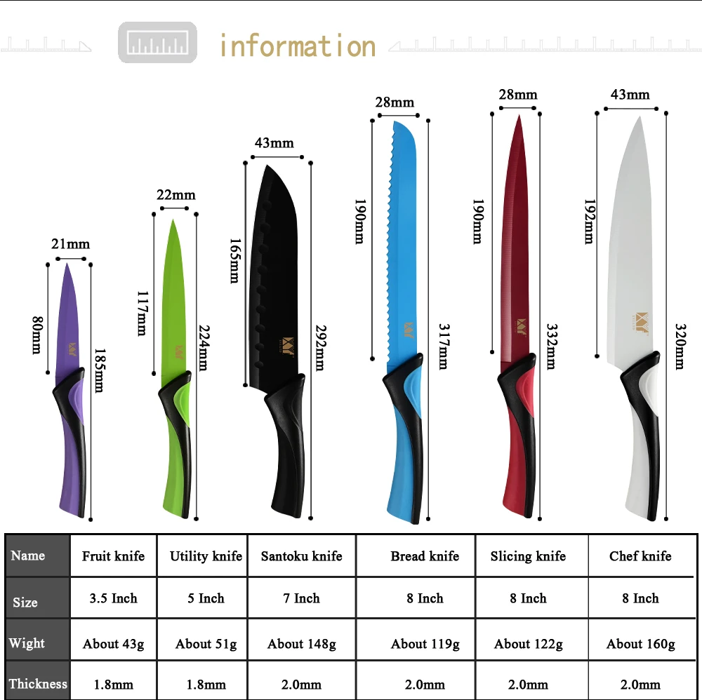 XYj кухонные ножи из нержавеющей стали, набор кухонных ножей шеф-повара для нарезки хлеба Santoku, кухонный нож для очистки овощей, инструменты для приготовления пищи, уникальный цветной дизайн