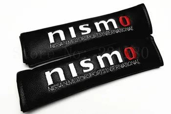 

2Pcs Nismo Great Black PU Leather Car Seat Belt Shoulder Pad Seat Belt Cover Cushions