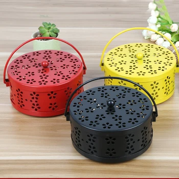 

Home Incense Burner Classical Case Practical Mosquito Coil Holder Hollowed Anti Scald Durable With Handle Portable Metal Garden