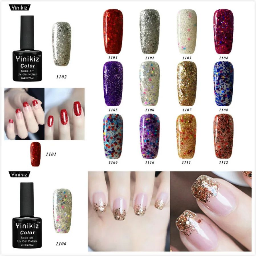 

New 1 Bottle Crystal Color Bottle 8ml 12 COLORS Nail Art Nail Gel Nail Polish Nails Art Poly Gel UV Off White Fashion Charm