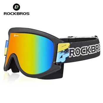 

ROCKBROS Ski Goggles TPU+PC Men Women Winter Snow Skiing Glasses Anti-UV Anti-Fog Snowboard Goggles Double-layer Skate Eyewear
