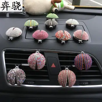 

Car Air Conditioning Outlet Perfume Beetle Car Air Freshener Car Perfume Automotive Interior Rhinestone Ladybug Styling Clip