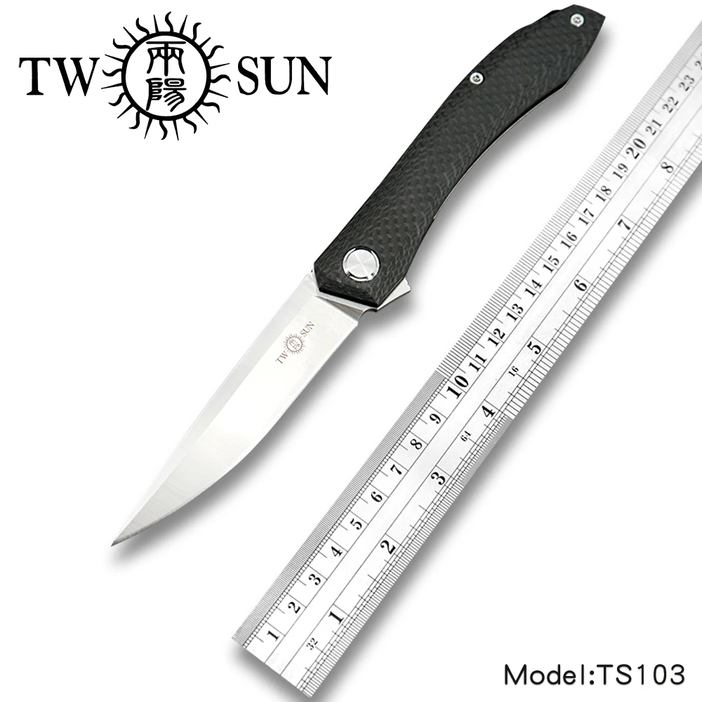 TwoSun d2 лезвие складной карманный нож Походный Тактический охотничий нож инструмент для выживания EDC титановое углеродное волокно Быстро открывающийся TS103