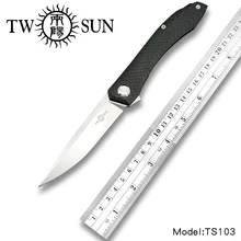 Best Price TwoSun d2 blade folding Pocket Knife Camping tactical hunting knife survival tool EDC Titanium Carbon Fiber Fast Open TS103