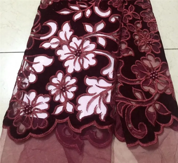 

2018 High Quality Velvet African Lace Fabrics/French Net Embroidery 3 D Flowers Tulle Lace Fabric For Nigerian Wedding Dress