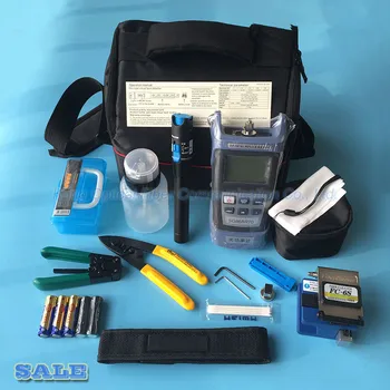

14 PCS Fiber Optic FTTH Tool Kit with FC-6S Fiber Cleaver and Optical Power Meter 5km Visual Fault Locator CFS-2 Wire stripper