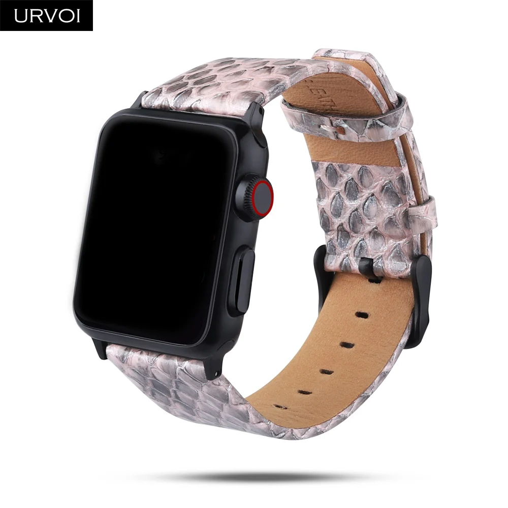 URVOI ремешок для наручных часов Apple Watch series 5/4/3/2/1 класса люкс из натуральной кожи питона матовый ремешок для наручных часов iWatch, Дикий Стиль прочная пряжка