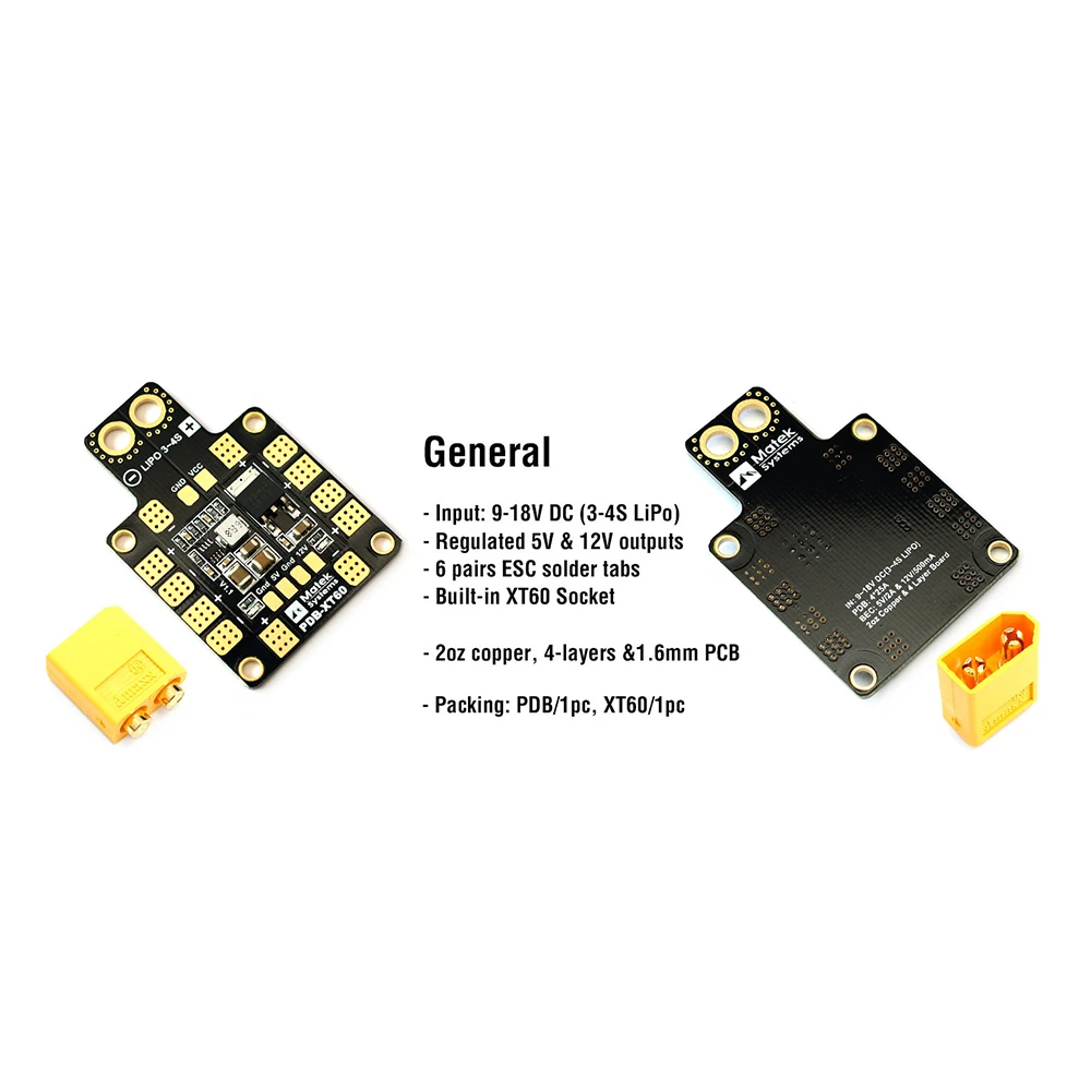 Matek System XT60 плата распределения мощности мини концентратор питания PDB с BEC 5 В/12 В
