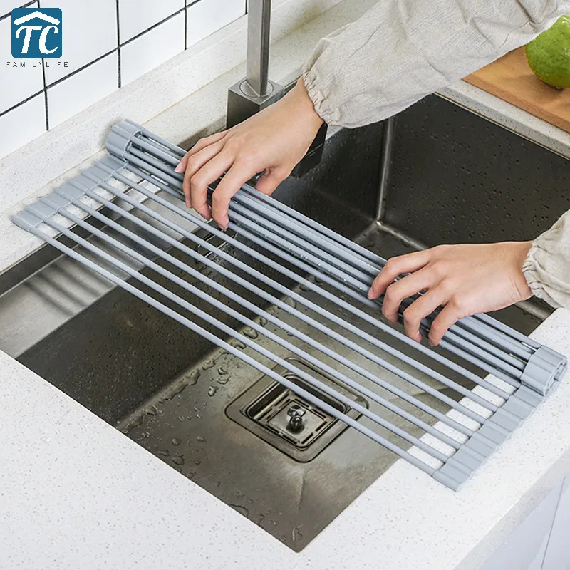

Foldable Drain Rack Sink Storage Racks Kitchen Shelf Dish Drying Holder Fruit Vegetable Drainer Colanders Insulation Tool Bowl