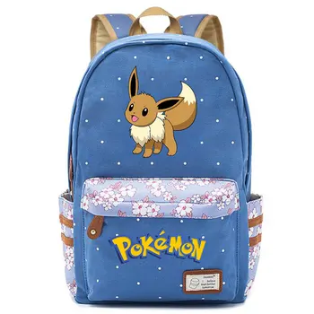 

Eevee Evoli Bag Backpack Flower Point Floral Bag School Teenagers Student Book Travel Laptop Girl Boys Mochila