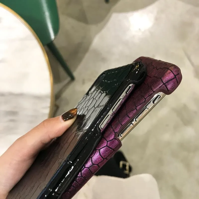 Crocodile Skin Pattern Luxury Phone Case for iPhone XS MAX Case for iPhone X XR 6 6S 7 8 Plus Case Vintage Hard PU Leather Cover05