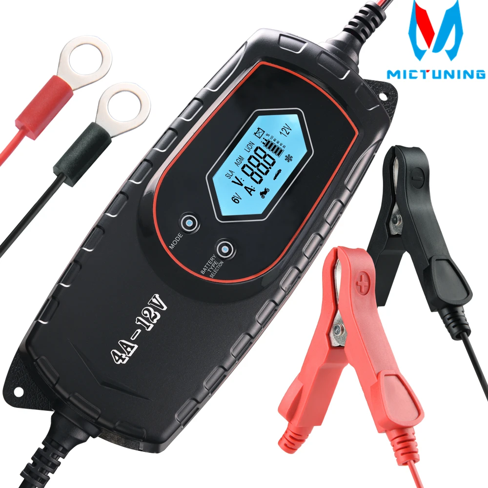 

MICTUNING 12V 4A Smart Battery Charger Maintainer Intelligent Fully Automatic Trickle Battery Charger for Car Motorcycle ATV UTV