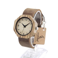 BOBOBIRD Brand Octagon Зебра Деревянные Часы D3 Мягкий Кожаный Ремешок Япония 2035 Кварцевый Механизм Часы Для Женщин Деревянные Wirstwatch