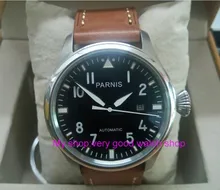 47mm big pilot PARNIS Black dial Automatic Self-Wind movement Auto Date men watches luminous Mechanical watches df70A