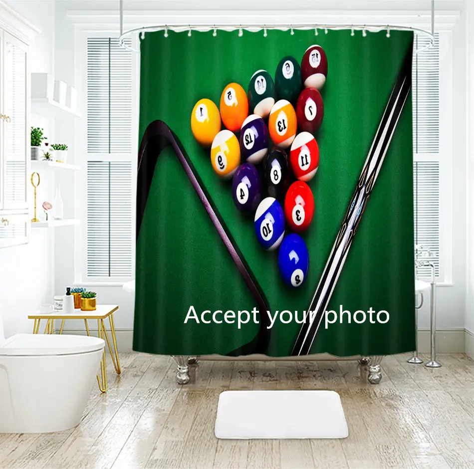 3d Creative Billiard Pattern Shower Curtains Bathroom Curtain Thicken