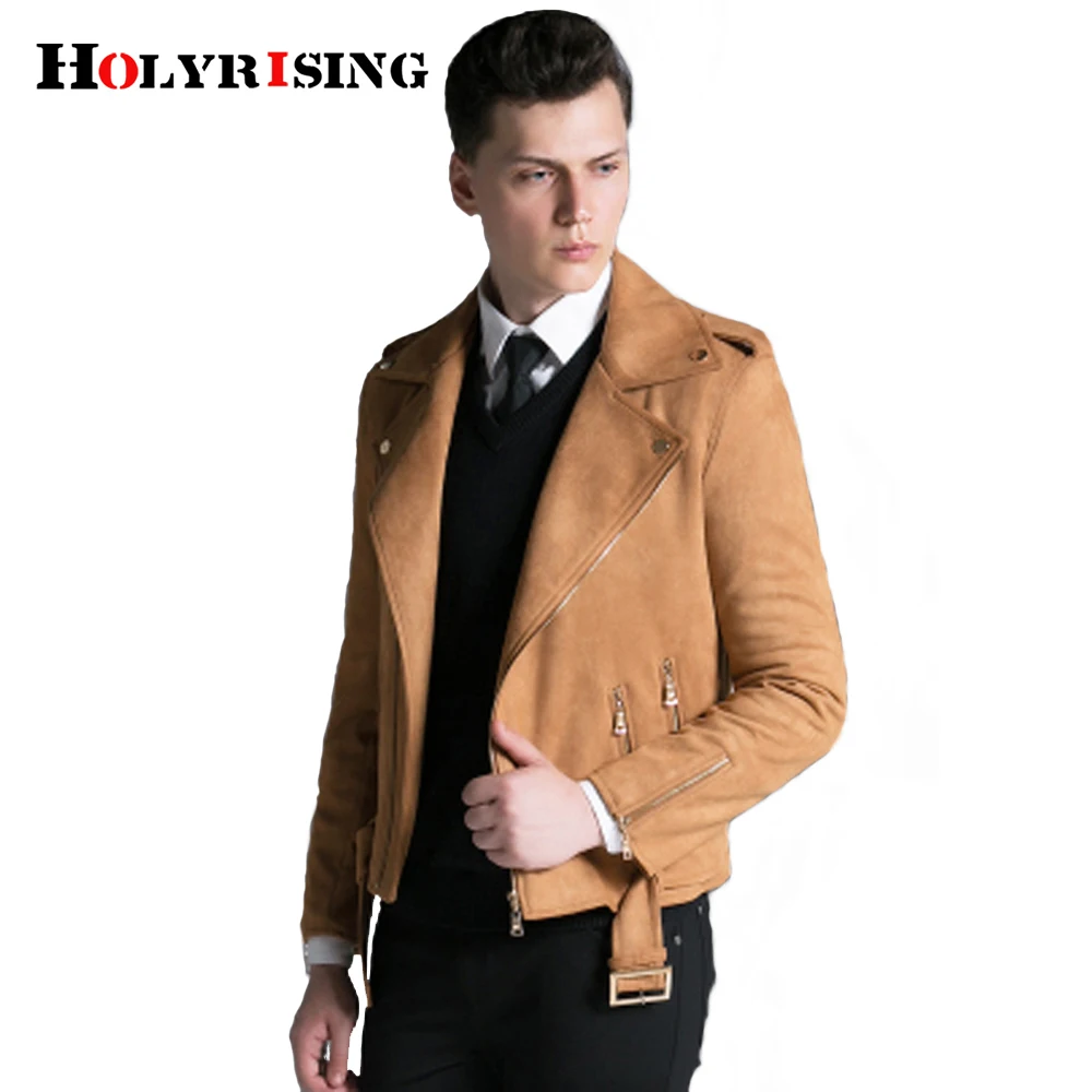 

Winter Jacket Men Turn Collar Bomber Jacket Male Motorcycle Coat Slim fake suede Coat Men clothing #Holyrising #18113