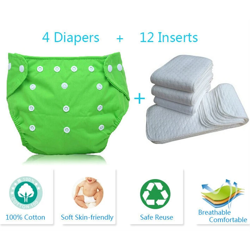 Couches Reutilisables En Coton Pour Bebe 16 Pieces Reglables Lavables Avec Inserts Aliexpress