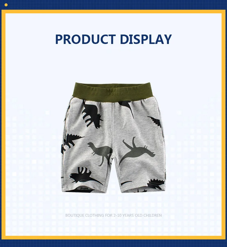 Cartoon Dinosaur Boys Shorts Knee Length Summer Pants Elastic Waist Kids Casual Shorts For Boys 2 3 4 5 6 7 8 Years