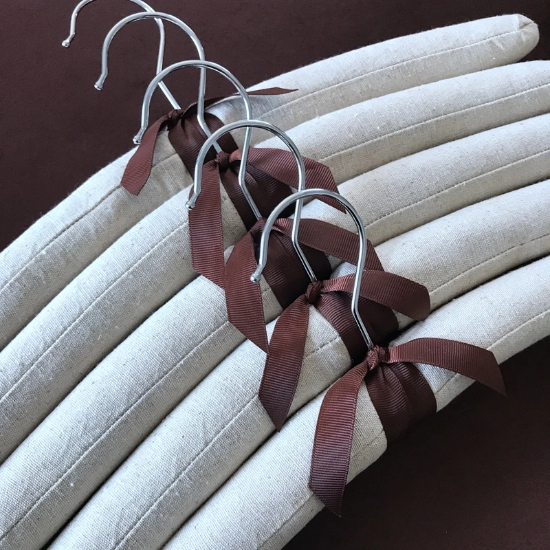 40cm 5pcs/lot Linen Padded Hangers Fabric Hanger North European Style