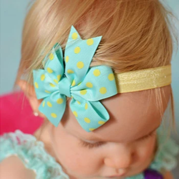 

Girls bow-knot Elastic Hair Bands Newborn Fashion point Hair Accessories Girls Flower Headbands Kids elastic hair band W073