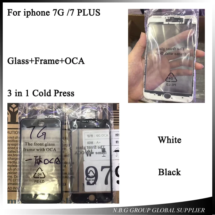 Холодное прессование внешнее стекло со средней рамкой ободок + OCA вместе для iPhone