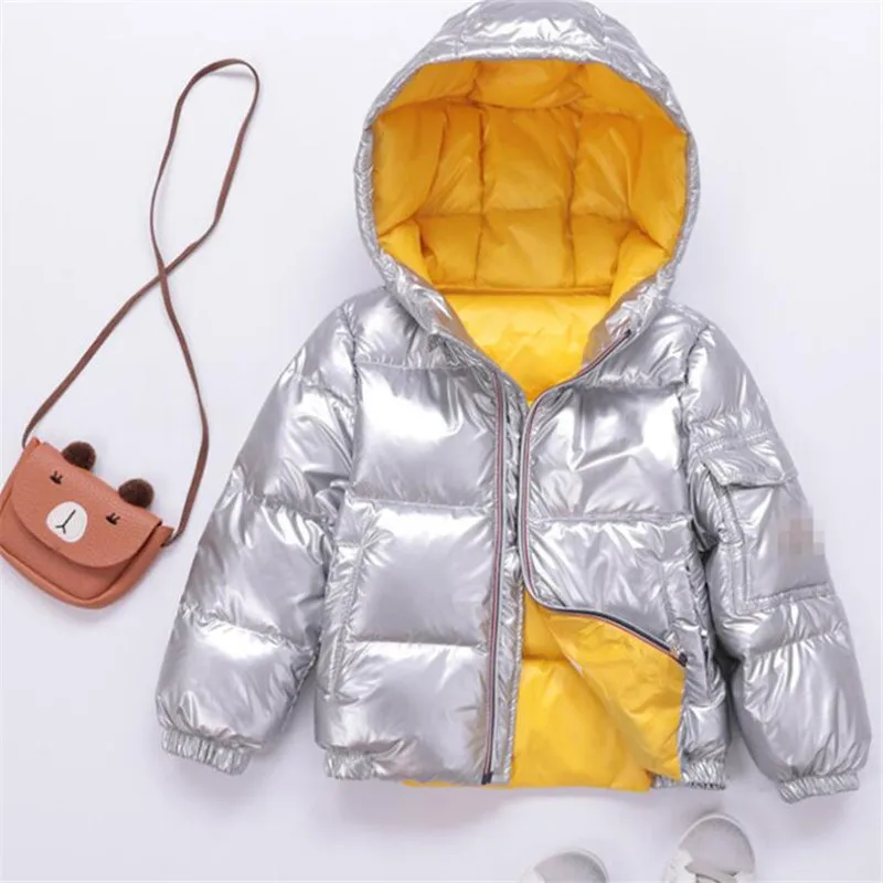 

2018 Fashion children silver down jacket kids boys girls parka thickened warm jacket windproof winter children winter coat 3-12