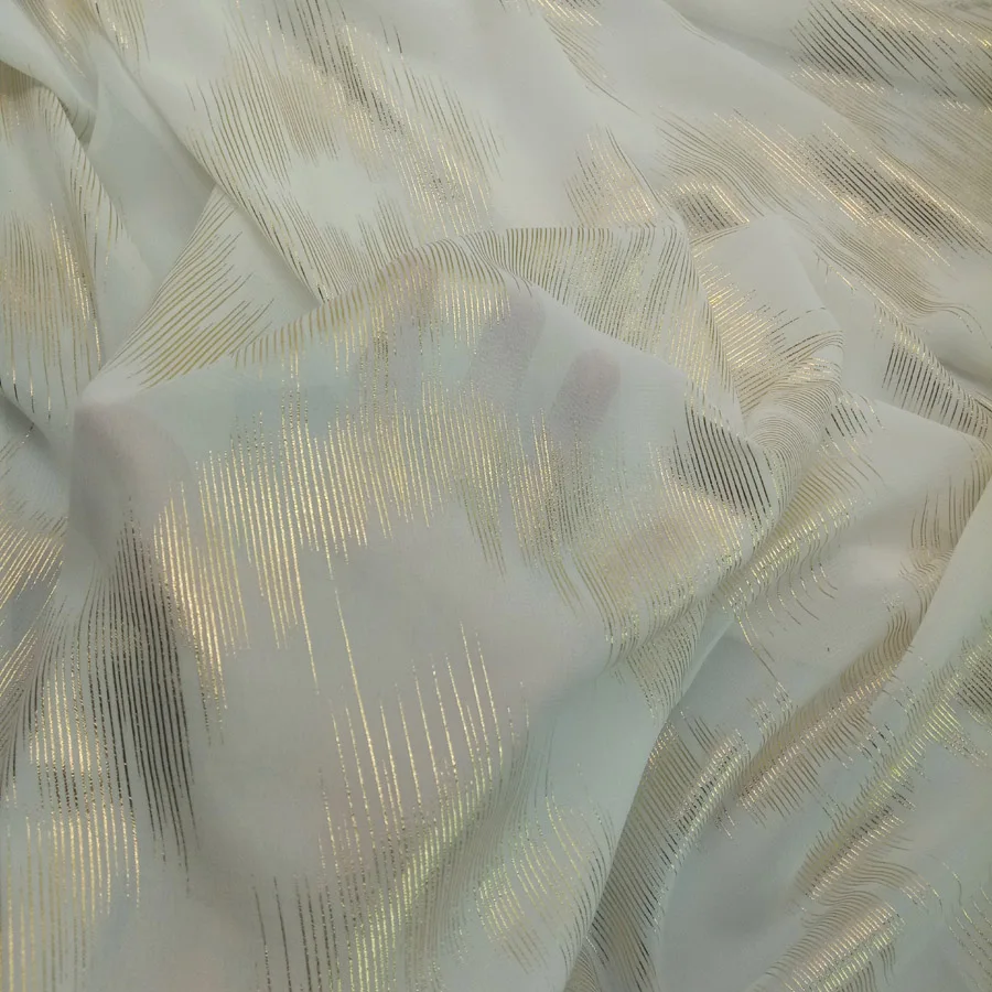 

Stage Dancing Bronzing Chiffon Fabric Shiny Golden Stripe Fabric Bronzed Costume Material DIY stage cosplay Dress 1Meter