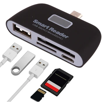 

OTG to USB 2.0 Smart Card Reader SD TF Card Reader 4 in 1 Card Adapter with Micro USB Port For Android SmartPhone