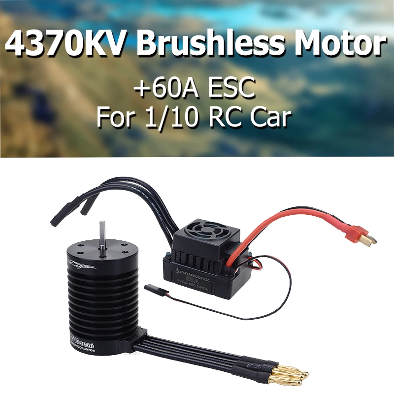 F540 V2 бесщеточный бесsensorless водонепроницаемый двигатель 3300KV 4370KV 3 175 мм + 60A ESC для 1/10