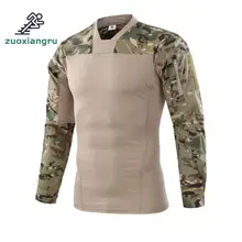 Мужская охотничья футболка с v-образным вырезом с длинным рукавом Combat men Army армия, солдатики Force камуфляж тактическая охотничья футболка