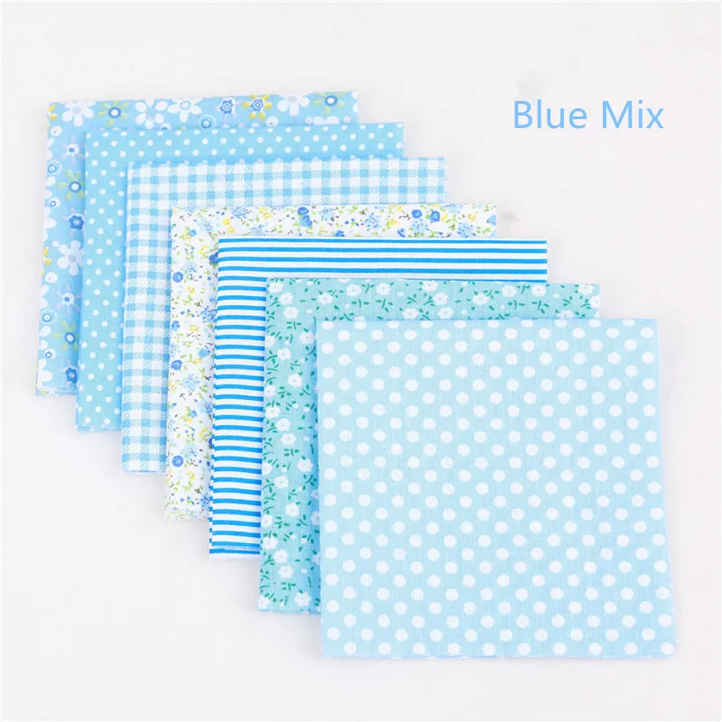 BLUE HOUSES MIX BUNDLE PATCHWORK FABRIC MATERIAL SQUARES