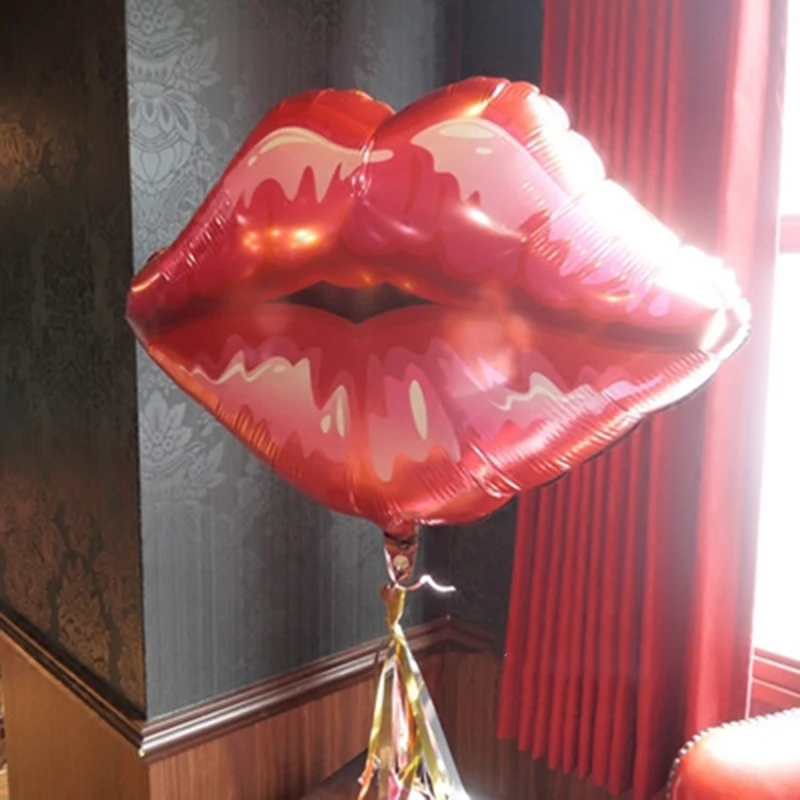 

1 pcs/lot 75*75cm lip helium balloons love globos rose red lip balloon for Valentine's Day kiss me foil balloon wedding decor