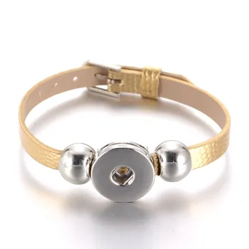 

New Arrivals 15 cols cheaper PU Leather Bracelet 18mm snap button Bracelet fit 18mm DIY snap button armband Jewelry SZ0281g
